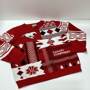 Bardown Western Christmas Sweater Horse Sweater Calgary Stampeders XL